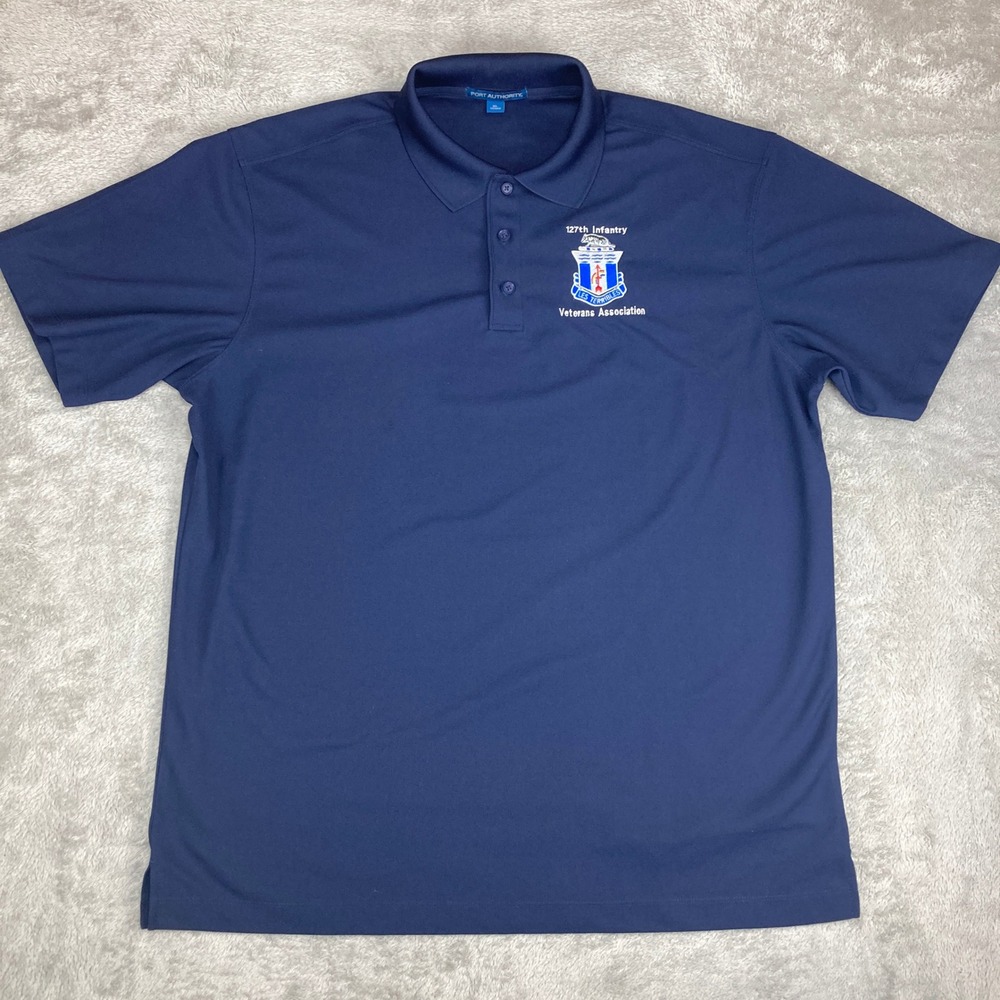 Port Authority 127th Infantry Veterans Association Polo Shirt Mens XL Navy Blue